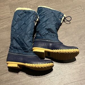 L.L. Bean Women's Quilted Boots - Blue and Tan